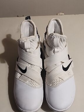 Nike White Sneakers with Black Swoosh and Wrap Straps